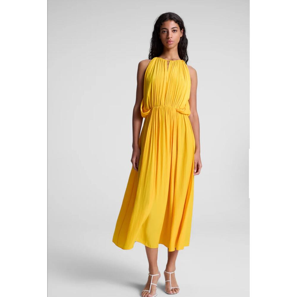 A.L.C. Yellow Pleated Midi Dress